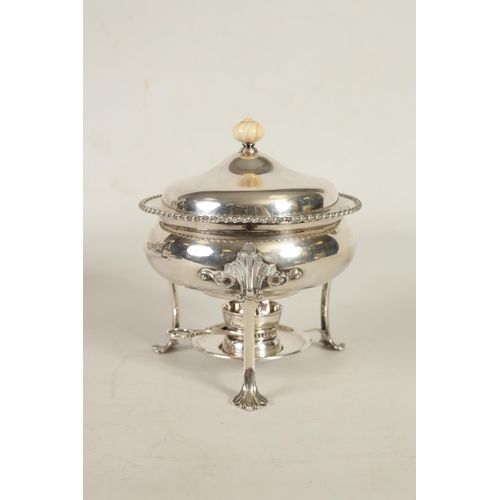 317 - AN EDWARD VII SILVER EGG CODDLER WITH IVORY FINIAL TO THE COVER of plain shallow covered form with f... 