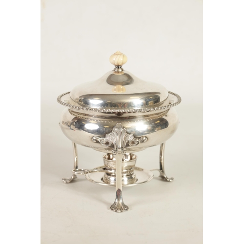 317 - AN EDWARD VII SILVER EGG CODDLER WITH IVORY FINIAL TO THE COVER of plain shallow covered form with f... 