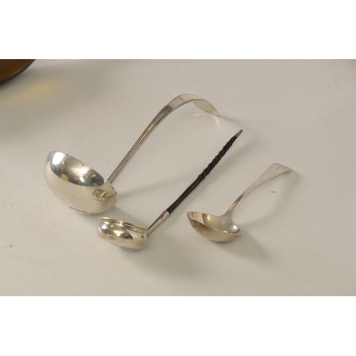 319 - A WILLIAM IV SILVER SAUCE LADLE of plain Old English pattern with monogrammed handle. London 1836. A... 