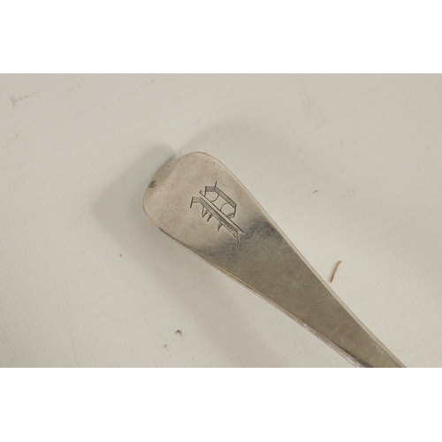 319 - A WILLIAM IV SILVER SAUCE LADLE of plain Old English pattern with monogrammed handle. London 1836. A... 