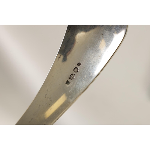 319 - A WILLIAM IV SILVER SAUCE LADLE of plain Old English pattern with monogrammed handle. London 1836. A... 