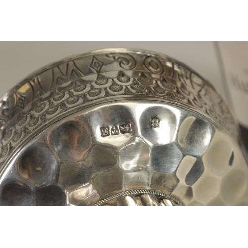 334 - AN EARLY 20TH-CENTURY TUDOR REVIVAL SILVER FOOTED CUP the large oval banded embossed spreading foot ... 