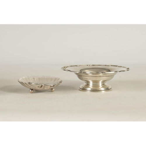 341 - A GEORGE VI SILVER SWEETMEAT DISH of plain pedestal form with dished centre enclosed by a scalloped ... 