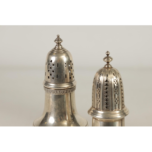 343 - A GEORGE VI LARGE SILVER SUGAR CASTER of pedestal baluster form with pierced pull-off top together w... 