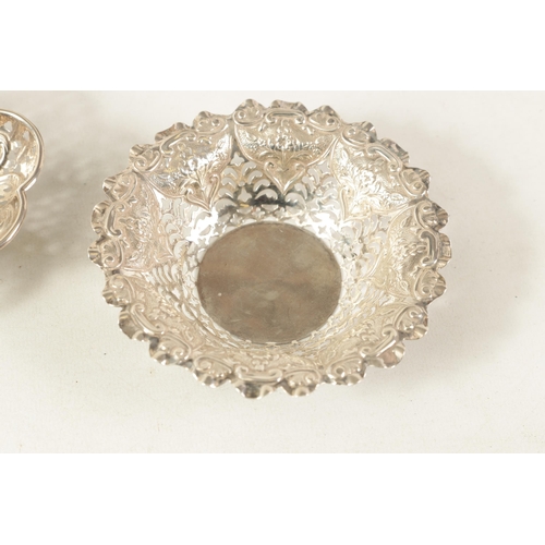 359 - A COLLECTION OF FOUR SILVER ITEMS including A scroll and leafwork embossed TWO-HANDLED SILVER BOWL, ... 