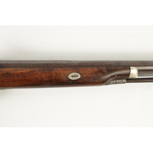 363 - AN EARLY 19TH CENTURY PERCUSSION SPORTING GUN SIGNED NOCK having a twist browned barrel with octagon... 