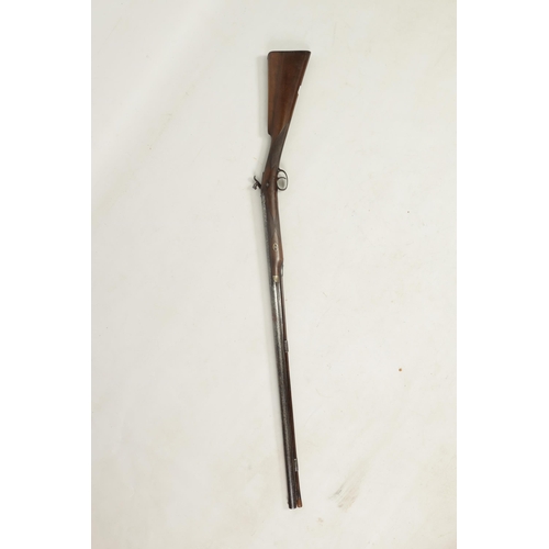 368 - A 19TH CENTURY PERCUSSION SPORTING GUN on walnut half stock with chequered grip, engraved steel lock... 