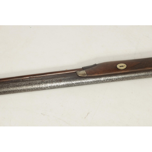 368 - A 19TH CENTURY PERCUSSION SPORTING GUN on walnut half stock with chequered grip, engraved steel lock... 