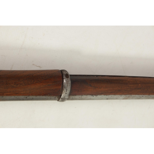 371 - A 19TH CENTURY PERCUSSION SERVICE CARBINE with sighted barrel, the full stock with steel stirrup ram... 