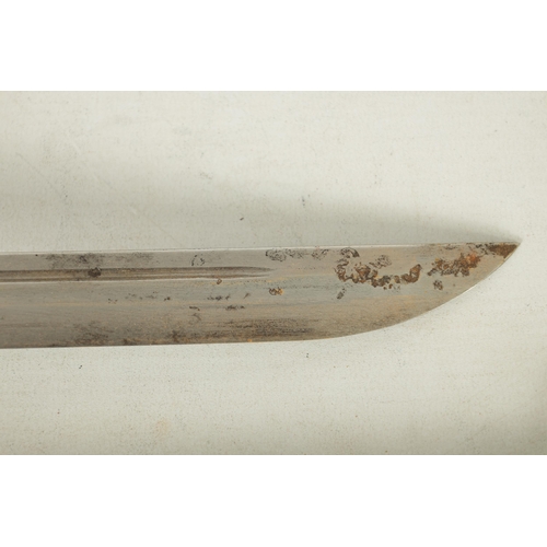 373 - A 19TH CENTURY MONGOLIAN DAGGER the 22cm single-edged fullered steel blade with embossed geometric o... 