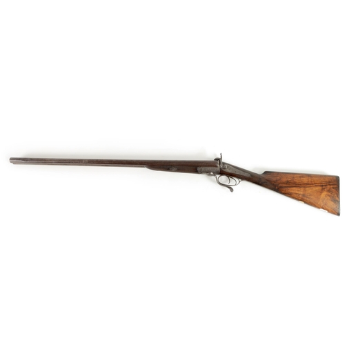 378 - A 19TH CENTURY CASED PIN FIRE DOUBLE BARREL SHOTGUN BY EDWARD LONDON. having damascus barrels and in... 