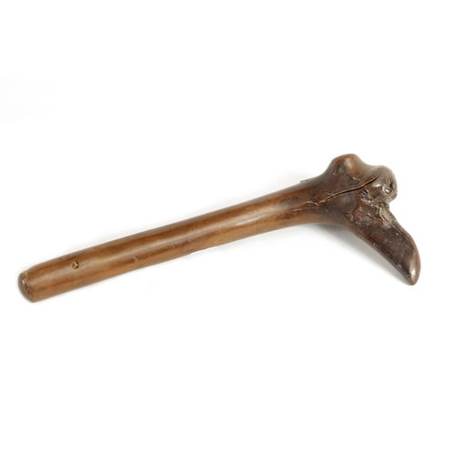 382 - A 19TH CENTURY HARDWOOD SHILLELAGH with root wood head