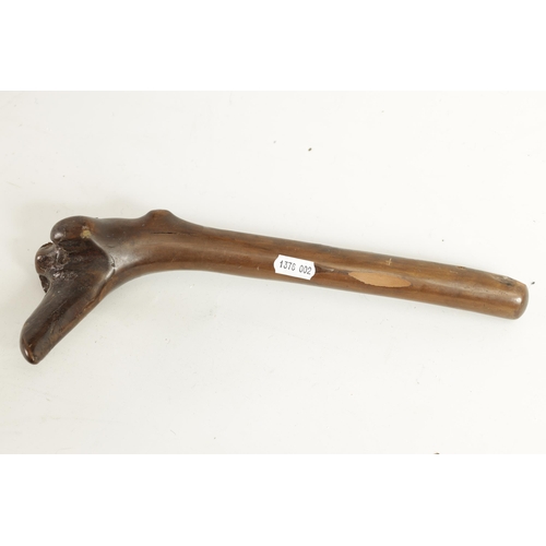 382 - A 19TH CENTURY HARDWOOD SHILLELAGH with root wood head