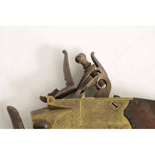 383 - A GEORGE III FLINTLOCK POWDER TESTER BY TURNER, HALIFAX of box-lock pistol form with signed brass ac... 