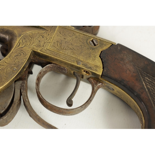 383 - A GEORGE III FLINTLOCK POWDER TESTER BY TURNER, HALIFAX of box-lock pistol form with signed brass ac... 