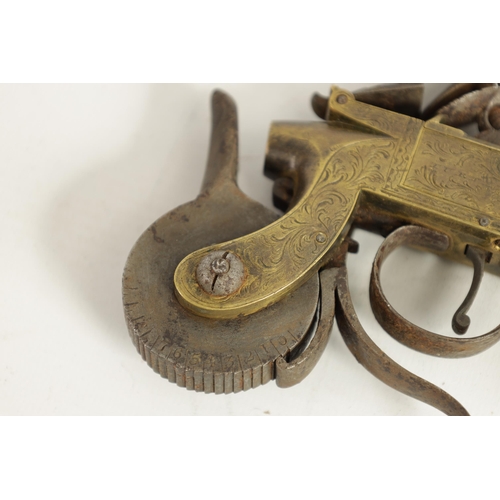 383 - A GEORGE III FLINTLOCK POWDER TESTER BY TURNER, HALIFAX of box-lock pistol form with signed brass ac... 