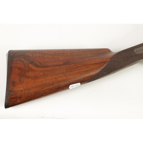 387 - A 19TH CENTURY WIGGAN AND ELLIOTT PIN FIRE DOUBLE BARREL SHOTGUN having twist browned barrels signed... 