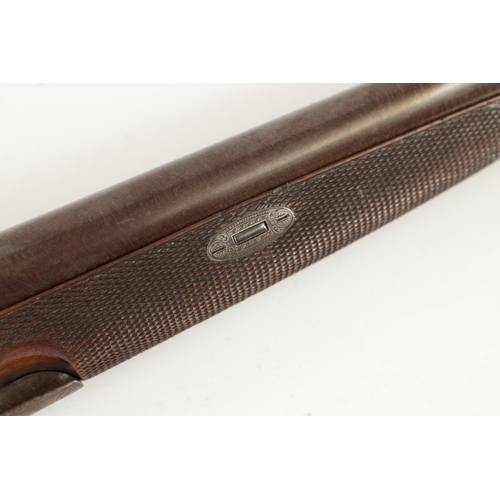 387 - A 19TH CENTURY WIGGAN AND ELLIOTT PIN FIRE DOUBLE BARREL SHOTGUN having twist browned barrels signed... 