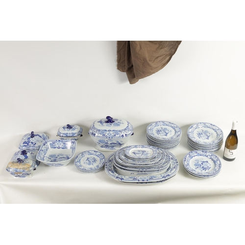 39 - A 19TH CENTURY BLUE AND WHITE MASON'S IRONSTONE BLUE AND WHITE DINNER SERVICE comprising of a gradua... 