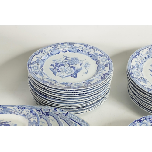 39 - A 19TH CENTURY BLUE AND WHITE MASON'S IRONSTONE BLUE AND WHITE DINNER SERVICE comprising of a gradua... 