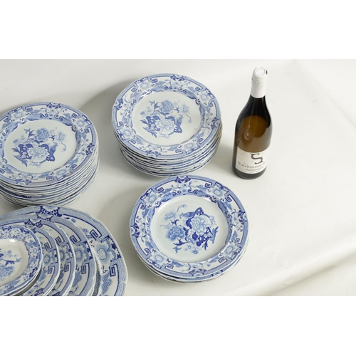 39 - A 19TH CENTURY BLUE AND WHITE MASON'S IRONSTONE BLUE AND WHITE DINNER SERVICE comprising of a gradua... 