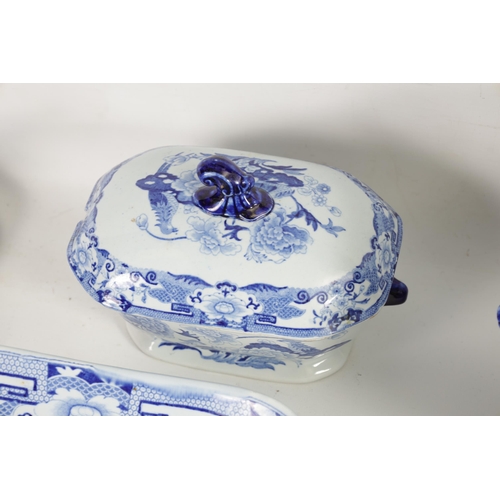 39 - A 19TH CENTURY BLUE AND WHITE MASON'S IRONSTONE BLUE AND WHITE DINNER SERVICE comprising of a gradua... 