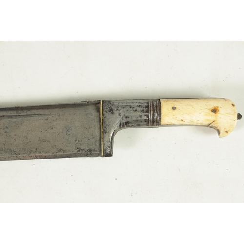 392 - A 19TH CENTURY INDIAN KHYBER KNIFE with a broad tapering single-edged steel blade, flattened spine a... 