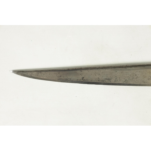 392 - A 19TH CENTURY INDIAN KHYBER KNIFE with a broad tapering single-edged steel blade, flattened spine a... 