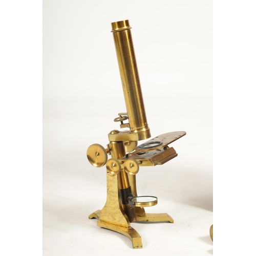 396 - H.J. STEWARD, LONDON. A LATE 19TH CENTURY MONOCULAR MICROSCOPE with various lenses and accessories i... 