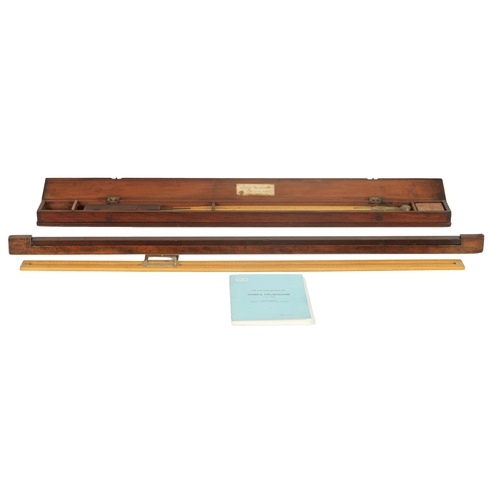 398 - A LARGE MAHOGANY CASED SET OF BRASS AND HARDWOOD DIVIDERS marble weight and rule enclosing a calibra... 