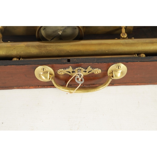 399 - AN EARLY 19TH CENTURY BRASS DRAINAGE LEVEL WITH FITTED COMPASS the long cylindrical brass scope with... 