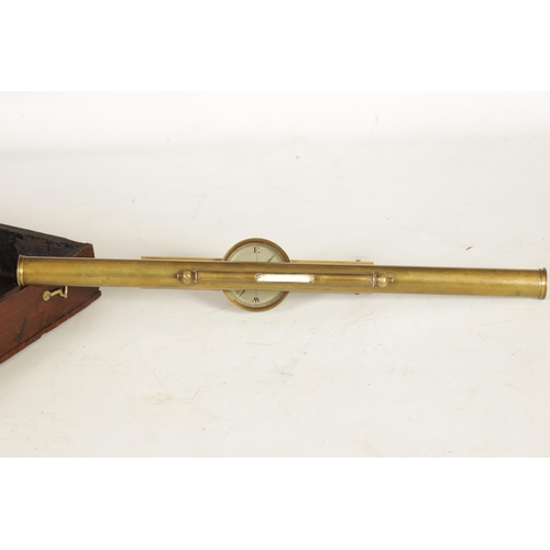 399 - AN EARLY 19TH CENTURY BRASS DRAINAGE LEVEL WITH FITTED COMPASS the long cylindrical brass scope with... 