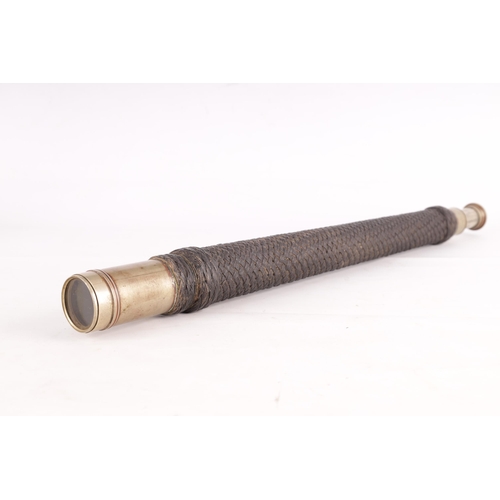 400 - ROSS, LONDON. A 19TH CENTURY SINGLE DRAW NAVAL TELESCOPE having a silvered sunshade and signed draw,... 