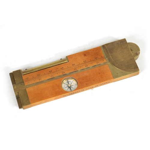 406 - AN UNUSUAL BOXWOOD AND BRASS INCLINOMETER BY DAVIS. LIVERPOOL with calibrated brass hinge, the boxwo... 