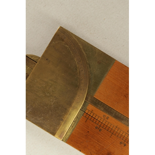 406 - AN UNUSUAL BOXWOOD AND BRASS INCLINOMETER BY DAVIS. LIVERPOOL with calibrated brass hinge, the boxwo... 