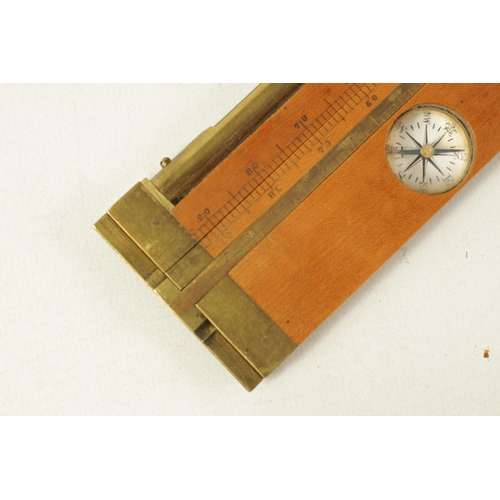 406 - AN UNUSUAL BOXWOOD AND BRASS INCLINOMETER BY DAVIS. LIVERPOOL with calibrated brass hinge, the boxwo... 