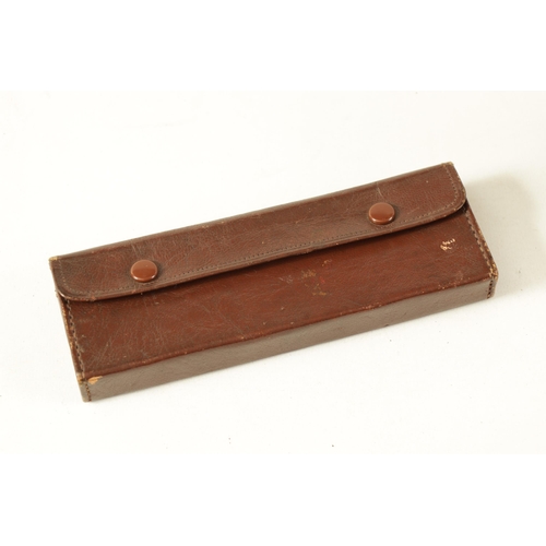 408 - A CASED BOXWOOD AND BRASS INCLINOMETER LEVEL BY STANLEY, LONDON with calibrated brass hinge and sigh... 