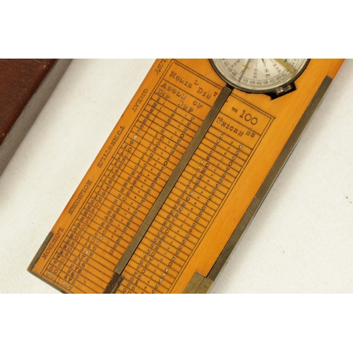 408 - A CASED BOXWOOD AND BRASS INCLINOMETER LEVEL BY STANLEY, LONDON with calibrated brass hinge and sigh... 