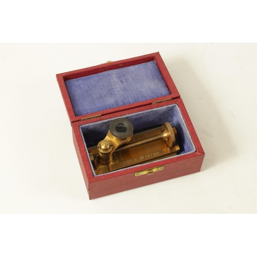 409 - A COLLECTON OF THREE CASED CLOTH COUNTING MICROSCOPES with lacquered brass calibrated stands and rac... 