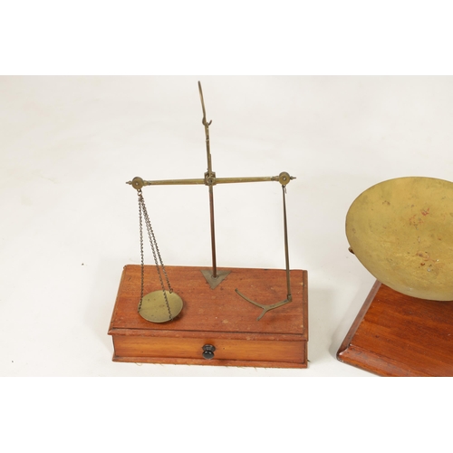 410 - A COLLECTION OF 19TH CENTURY WEIGHING SCALES the largest set of shop scales and bell weights labelle... 