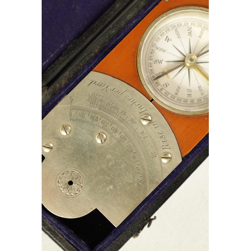 412 - A GOOD QUALITY CASED BOXWOOD AND GERMAN SILVER INCLINOMETER LEVEL BY NEGRETTI & ZAMBRA. LONDON with ... 