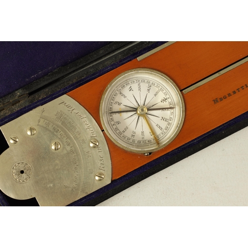 412 - A GOOD QUALITY CASED BOXWOOD AND GERMAN SILVER INCLINOMETER LEVEL BY NEGRETTI & ZAMBRA. LONDON with ... 