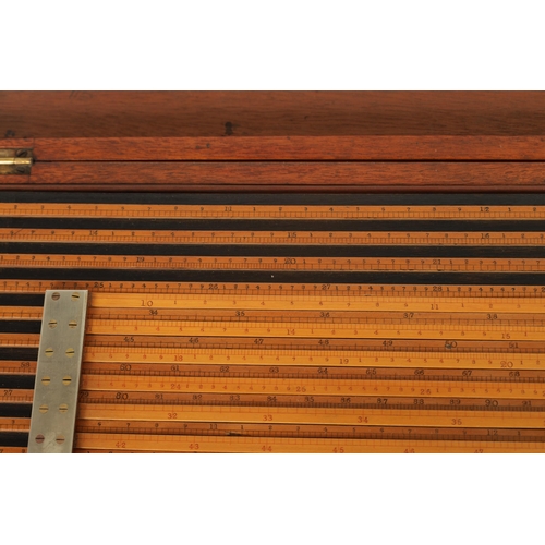 413 - A 19TH CENTURY MAJOR GENERAL HANNYNGTON SLIDE RULE BY ASTON MANDER LTD. LONDON in fitted mahogany ca... 