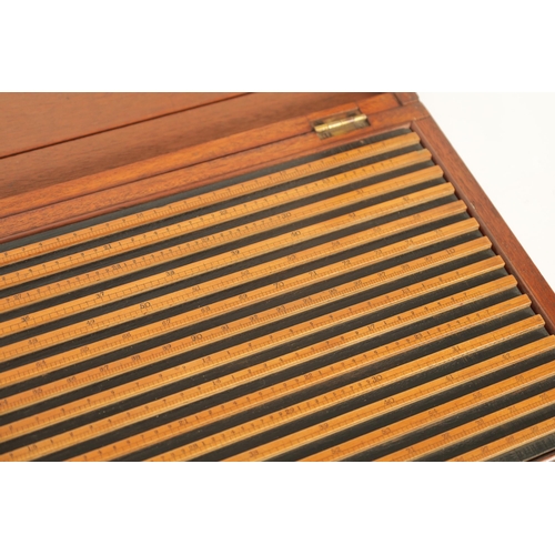 413 - A 19TH CENTURY MAJOR GENERAL HANNYNGTON SLIDE RULE BY ASTON MANDER LTD. LONDON in fitted mahogany ca... 