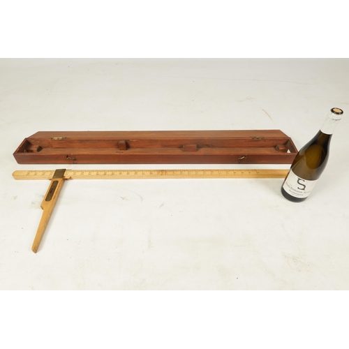 416 - A SWAINE & ADENEY CASED FOX HOUND MEASURING STICK with detachable level on a calibrated sycamore rul... 