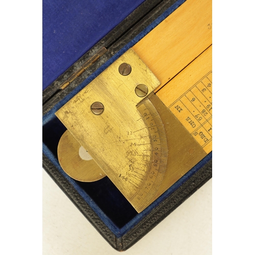 417 - A CASED BOXWOOD AND BRASS INCLINOMETER LEVEL BY JOHN DAVIS & SON. DERBY with calibrated brass hinge ... 