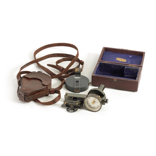 418 - A CASED ABNEY LEVEL WITH COMPASS TOGETHER WITH A CASED CLINOMETER the level in original case signed ... 