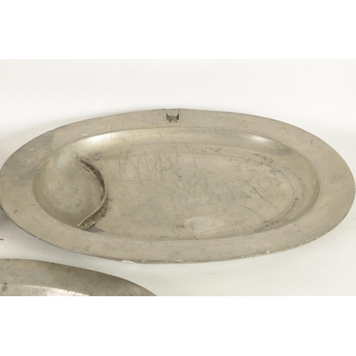 443 - A SELECTION OF 22 18TH AND 19TH CENTURY OVAL AND CIRCULAR PEWTER DISHES/MEAT PLATES comprising a the... 