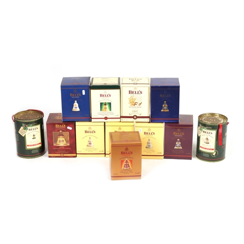 447 - A COLLECTION OF TWELVE CHRISTMAS EDITION BELLS WHISKIES comprising years 1988 - 89, 1996 - 99, 2001 ... 