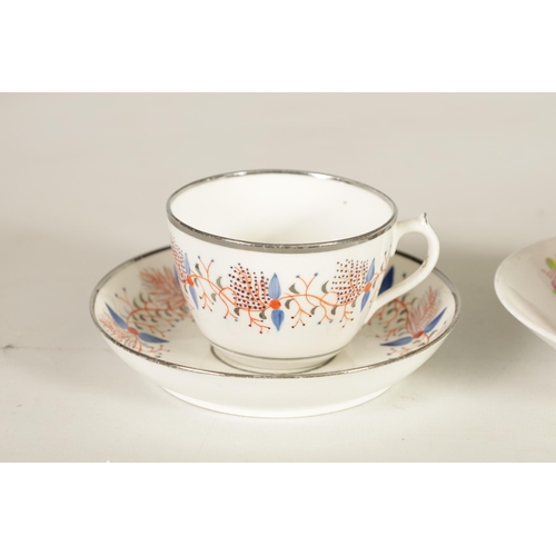 59 - A COLLECTION OF SIX VARIOUS 19TH CENTURY PORCELAIN AND CHINAWARE LARGE TEACUPS AND SAUCERS with lust... 